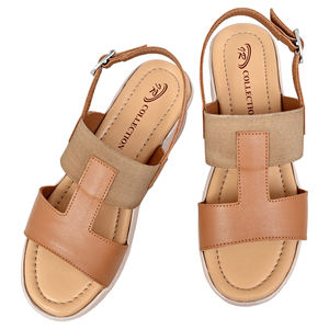 รองเท้าส้นเตารีดแบบสายรัดยางยืดหนังสีแทนสำหรับผู้หญิง ดีไซน์ทันสมัย น้ำหนักเบา รองรับแรงกระแทก กันลื่น เหมาะสำหรับใส่ทุกวันในช่วงฤดูใบไม้ผลิ - Product Image 4