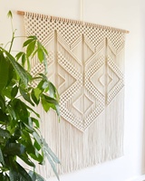 Tapisserie murale bohème en macramé, en bois massif, faite à la main, en coton, élégante, tissée, décoration d'intérieur pour salon, chambre à coucher