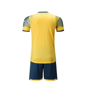 Custom Sublimation Summer Knitted <b>Soccer</b> Jersey Set Men Football Kit Men's Yellow <b>Soccer</b> Jersey Set V-Neck - Product Image 5