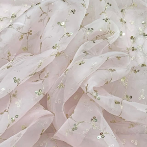 Luxury Sequin Embroidery Lace Fabric Floral Beaded Mesh Fabric African Wedding Party Dress <b>Material</b> - Product Image 2