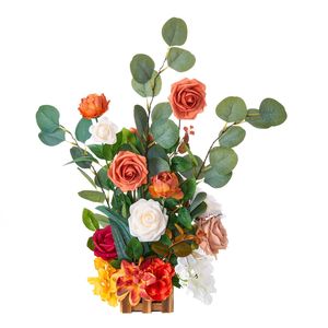 "Luxurious <b>Lily</b> Standing <b>Artificial</b> <b>Flowers</b> Arrangement 17.5 Inch Tall 4PCS Faux Wedding Aisle Runner Chair Decorations Orange" - Product Image 5