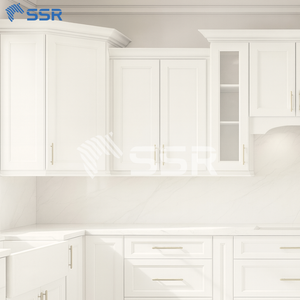 SSR White Octagonal <b>Wall</b> <b>Cabinet</b> Modern Kitchen <b>Corner</b> Storage with Hinge Doors Particleboard Carcase - Product Image 2