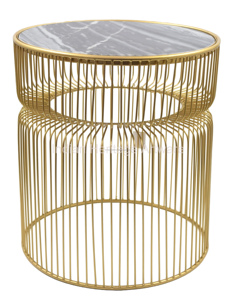 Mesa de Centro Moderna de Alta Calidad con Cubierta de Aluminio y Diseño de Alambre Metálico para Sala de Estar, Oficina o Comedor IHA IHAT111 - Product Image 4