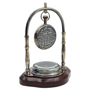 Horloge de bureau traditionnelle en laiton, mouvement mécanique, design circulaire, silencieuse, sans tic-tac, sonnerie horaire - Product Image 3
