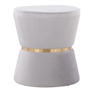 Sgabello Ottomano Contemporaneo Glamour in Velluto Argento e Metallo Dorato di Gemma - Product Image 1