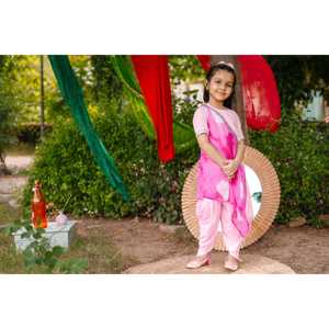 ชุดโดทีผ้าฝ้ายสีชมพูอ่อนพร้อมผ้าคลุม - Product Image 2