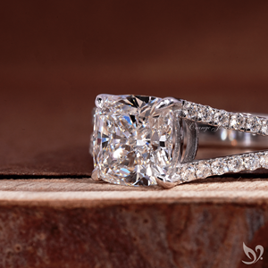 2CT Cushion Cut Lab Diamond <b>Ring</b> <b>Split</b> Pave Band 10K White Gold IGI Certified Bridal <b>Ring</b> - Product Image 2