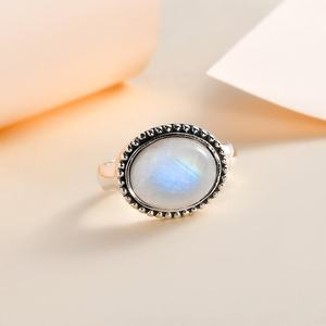 Vintage Oval Moonstone <b>Ring</b> In 925 Silver Bezel Setting Gemstone Statement Jewelry For Everyday Wear Unisex Style - Product Image 5