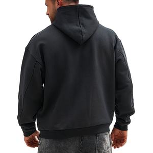 customize High Quality Men's <b>Black</b> <b>Hoodie</b> Oversized Pullover <b>Hoodie</b> with Front Pocket Thick Material Casual Hoodies RSW - Product Image 2