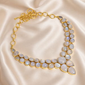 Collar llamativo de piedra lunar arcoíris natural, plata de ley 925, chapado en oro rosa y oro amarillo, joyería hecha a mano, aniversario - Product Image 4