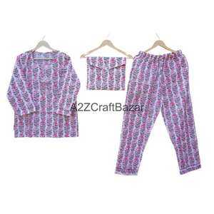 Conjunto de Pijama Casual para Mujer, Estampado Floral Digital, Cintura Elástica, Manga Larga, Suave y Transpirable, 100% Algodón, para Primavera/Verano/Otoño - Product Image 6