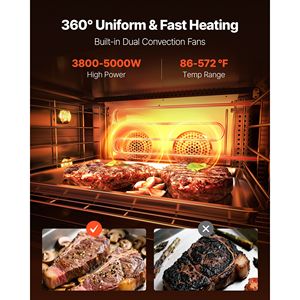 Horno de Convección Comercial de Sobremesa con Capacidad de 4.24 Pies Cúbicos, 4 Bandejas, Funcionamiento a Gas de 360 Grados, para Bandejas de Tamaño Completo, Ideal para Hoteles - Product Image 3