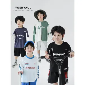 N5070 YOEHYAUL No Moq Kids Clothing Wholesale Boys T Shirts Solid Color Long Sleeve Oversize Toddlers Boy T-Shirt Tops