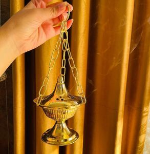 Hanging Brass <b>Incense</b> Burner Floral Carvings Hand-Made Eco-Friendly Indian <b>Incense</b> for Religious Use Chinese Style Aromatherapy - Product Image 5