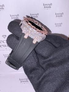 High End Moissanite Diamond Style <b>Watch</b> <b>Case</b> Iced Out Spiked Frame Micro Pave Stones Hip Hop Custom <b>Watch</b> Housing - Product Image 2