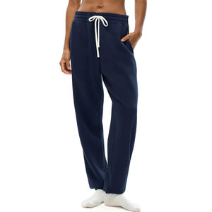 กางเกงวอร์มขายส่งคุณภาพสูงขายดีสำหรับผู้ชาย ทรงขาตรงหลวม สไตล์นักศึกษา มีเชือกผูกเอว ด้านหน้าเรียบ ปักโลโก้ตามสั่ง - Product Image 6