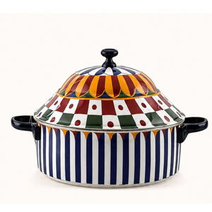 Casserole moderne en acier inoxydable peinte à la main avec couvercle, chauffe-plat isolé, compatible lave-vaisselle, vente en gros, décorative - Product Image 1