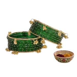 Precio al por mayor Pulseras de moda estilo Jingle, tradicionales y de tendencia para boda, con dijes Jhumki Ghungroo Kashimiri en tono plateado y perlas - Product Image 1