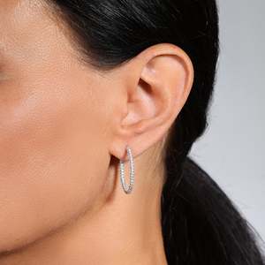 Pendientes de Aro Ovalados con Diamantes Sueltos Cultivados en Laboratorio, Corte Brillante Redondo, 1.62 Quilates, F/VS, Oro Blanco Sólido de 18k, Joyería Fina, Regalo de San Valentín - Product Image 3