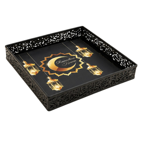Assiette décorative creuse Eid Mubarak pour desserts, noix, dattes, chocolats, bonbons – Vaisselle arabe islamique à prix réduit - Product Image 1