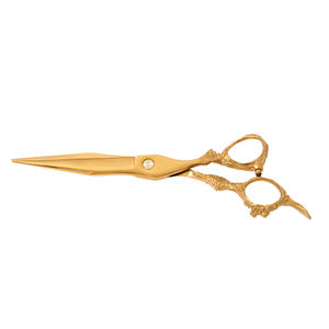 Juego de tijeras de peluquero rectas clásicas personalizadas, Etiqueta Privada, superventas, pestañas de peluquería de acero inoxidable chapadas en oro caliente - Product Image 4