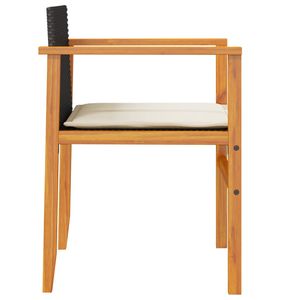 2 pz in Rattan nero e sedie da giardino in legno massello con cuscini Set di mobili da giardino - Product Image 6