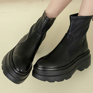 Botas de Combate con Plataforma de 7.5cm para Mujer, Marca Ann'S, con Cierre, Suela Gruesa, Tacón Robusto, Forro Acolchado en el Talón, de Cuero Genuino, Resistentes al Agua - Product Image 1