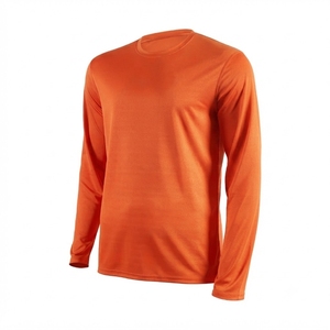Men's Long Sleeve O-Neck T-<b>Shirt</b> Solid Color Quick Dry Knitted <b>100</b>% <b>Polyester</b> Breathable Casual Wear Regular Fit - Product Image 2