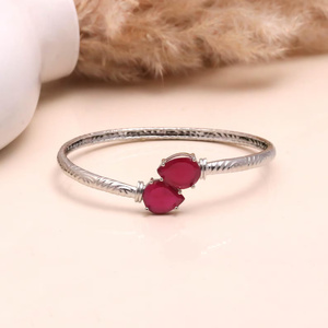 Brazalete de Rubelita de Alta Calidad, Chapado en Plata 925, Ajustable, con Gema Rosa en Corte Pera, Joyería Minimalista para Mujer - Product Image 2