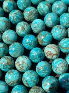 Magnifiques perles de pierre turquoise rondes, magnifiques pierres précieuses turquoise bleues, brin complet, haute qualité - Product Image 6