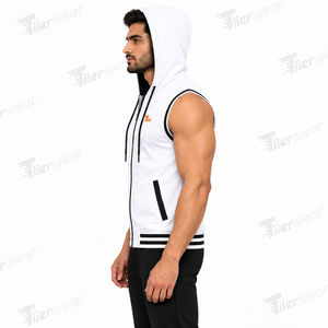 High Quality Quick-Drying Sleeveless Hooded Sports <b>Vest</b> for Men French Fabric Basketball Workout Fitness Sleeveless Hoodies - Product Image 3