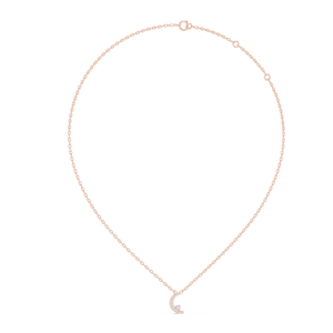 Colgante de Luna Creciente de Oro con Diamante Cultivado en Laboratorio, Corte Brillante Redondo, Joyería de Lujo para Regalo de Boda - Product Image 4