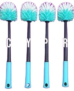 Pro Clean Round Toilet <b>Cleaning</b> <b>Brush</b> PP Bristles Single Sided Scrubber Blue Plastic Handle Hotel Office Home <b>Bathroom</b> - Product Image 1