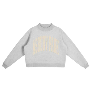 <b>Women's</b> Oversized <b>Red</b> Crew Neck <b>Sweatshirt</b> Asbury Park Letter Print Full Sleeve Knitted Cotton Varsity Mock Neck Winter 180g - Product Image 6