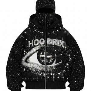 เสื้อฮู้ดดี้ ODM แบบกำหนดเอง ประดับคริสตัล Hotfix สไตล์สตรีทแวร์ ผ้าเฟรนช์เทอร์รี่ ไซส์พลัส แฟชั่นใหม่ - Product Image 2