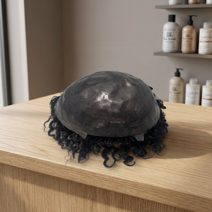 Prótesis Capilar de Cabello Humano con Base Tipo Piel, 130% de Densidad, Cabello Remy Indio, Rizado Kinky/Ondulado Suelto, Parte Central, 100% Atada a Mano con V-Loop - Product Image 2