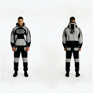 ชุดวอร์มหรูหราแบบหลายเนื้อผ้า – เสื้อฮู้ดดี้เทคโนโลยีพร้อมขอบเชอร์ปา และกางเกงจ็อกเกอร์ทรงเข้ารูปพร้อมลายเชนิลแบรนด์ดิ้ง - Product Image 5