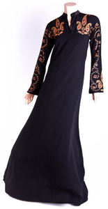 Hermosa tela de bambú ecológica Abaya vestido estilo largo bordado Cachemira mangas transpirable primavera temporada diseño ODM - Product Image 2