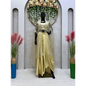 Lehenga Saree Dorado de Talla Única para Mujer, Diseño RTC, Listo para Usar, para Bodas y Fiestas - Product Image 2