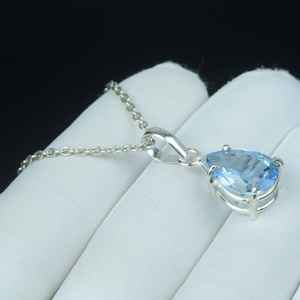 Pendentif en argent sterling 925 avec aquamarine bleu ciel taille poire, collier bohème, cadeau d'anniversaire, bijoux - Product Image 2