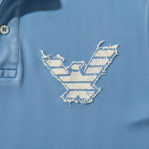 Camisa de Manga Corta Azul Claro para Hombre con Logotipo de Águila Bordado, Corte Regular, Informal, Transpirable, Lona 100% Algodón - Product Image 2