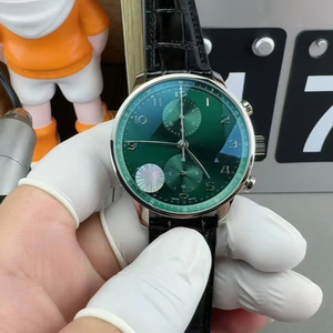 Trendy Hip-hop Street Luxury Emerald Dial Cowhide Strap Casual Sports Travel <b>Chronograph</b> <b>Automatic</b> Mechanical Men's Watch - Product Image 1