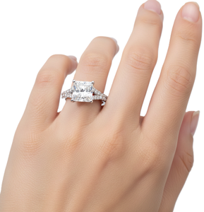 Anillo de Boda de Oro Sólido de 14K/18K con Corte Princesa, Color DEF, Claridad VS/VVS, Certificado IGI, 2.50CT, Media Eternidad - Product Image 6