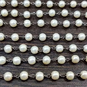 Cuentas Redondas Lisas de Imitación de Perla de 6 mm, Cadena de Rosario para Hacer Joyas, Venta al por Mayor por Pie - Product Image 1