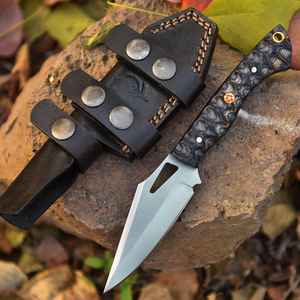 Couteau de chasse et de survie industriel OEM haut de gamme à lame fixe pour l'extérieur, avec manche en Micarta et os, en acier inoxydable - Product Image 4