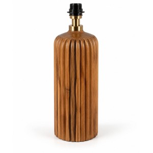 Base de lampe de table cannelée en bois d'acacia – Vente en gros |   Fabriqué à la main à Moradabad, Inde - Product Image 1