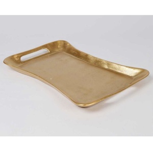 Plateau décoratif rectangulaire plaqué or avec poignées, 2 pièces, design moderne pour la décoration de la maison, de l'hôtel et du restaurant - Product Image 3