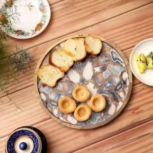 Assiette à salade en bois avec autocollant émaillé, bol de service, vaisselle, assiettes, ensemble de vaisselle pour le dîner - Product Image 5