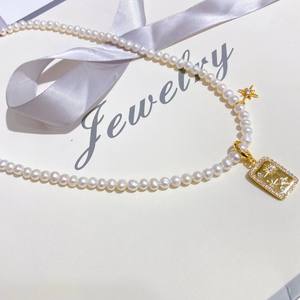 Collar de Perlas de Agua Dulce Pequeñas de 4-5 mm con Hebilla Universal de Copo de Nieve y Estrellas, Novedad de Principios de Verano - Product Image 4