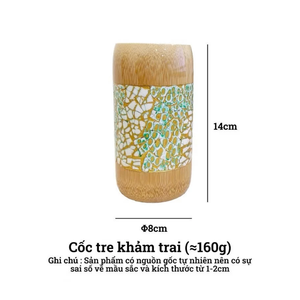 Gobelet en bambou en gros avec incrustation de nacre, décor en coquillage naturel fait main, vaisselle réutilisable et écologique pour restaurant - Product Image 5